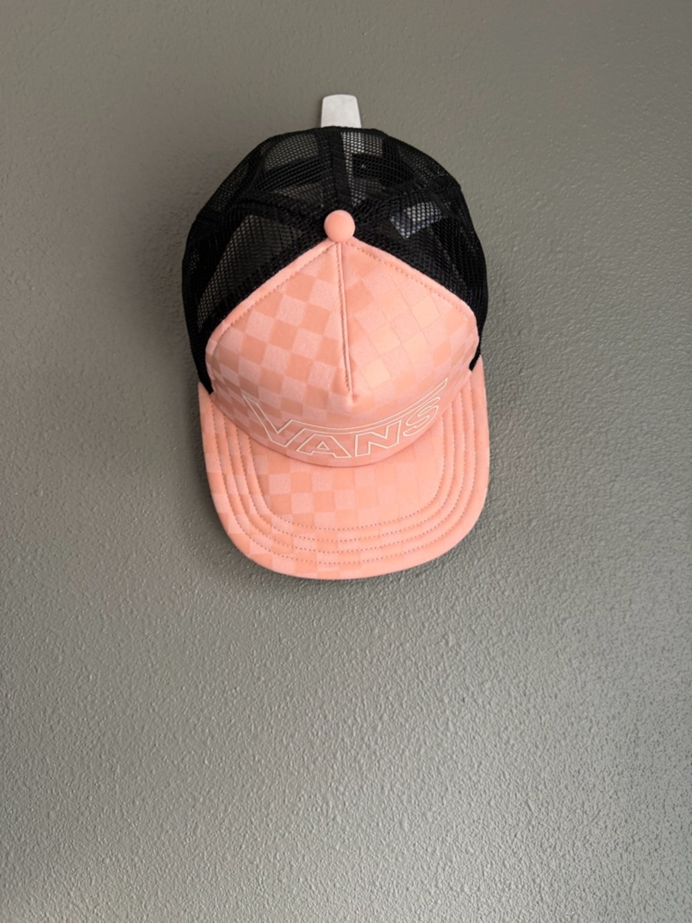 Vans Adult Peach Checkerboard Trucker Hat